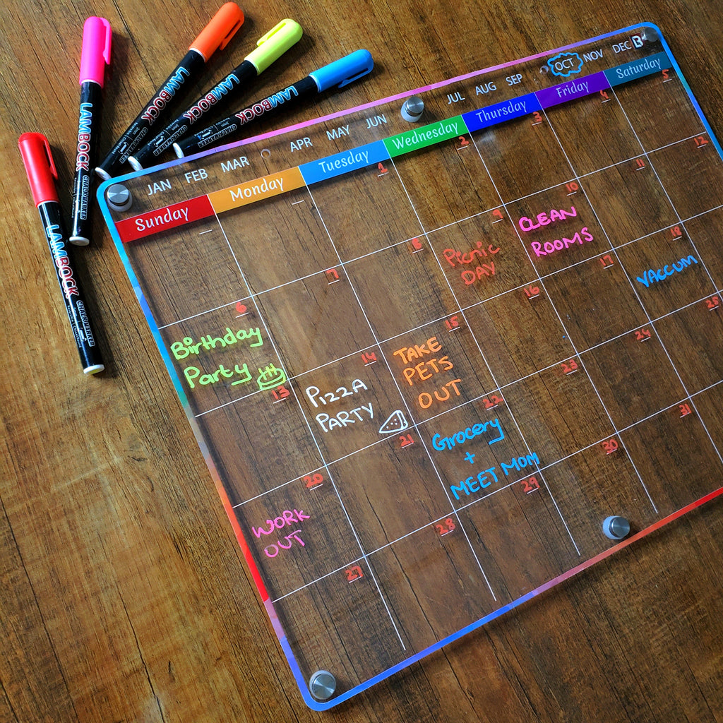 3 Pcs Acrylic Dry Erase Board Set with Magnetic Calendars J32601