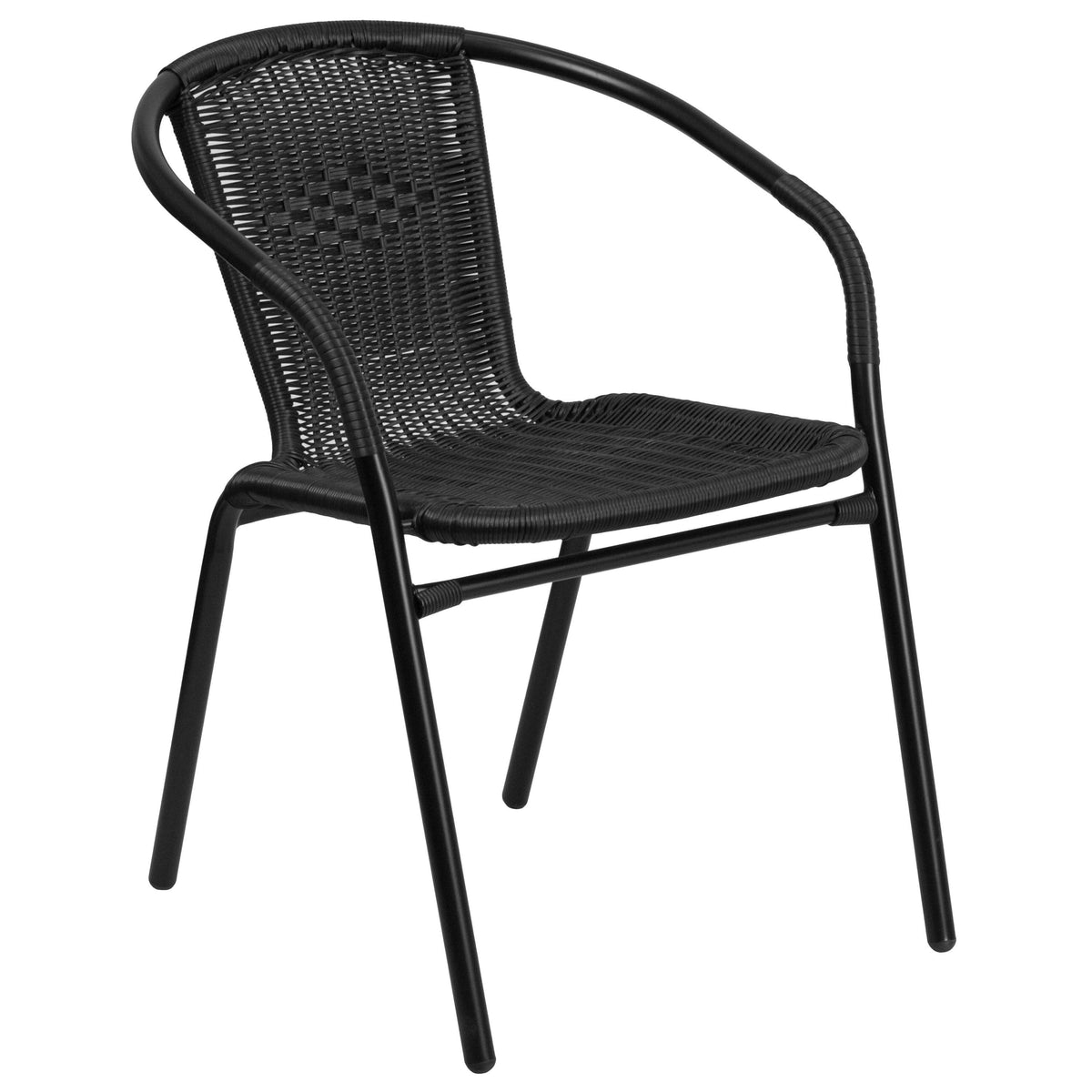 28'' Square Glass Metal Table with Black Rattan Edging F150
