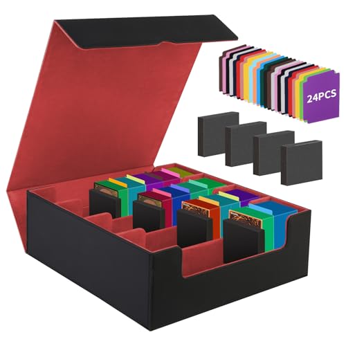 Trading Card Storage Box 4Rows, 3200+ Cards, with 24 Dividers & 4 Foam Stoppers C7690