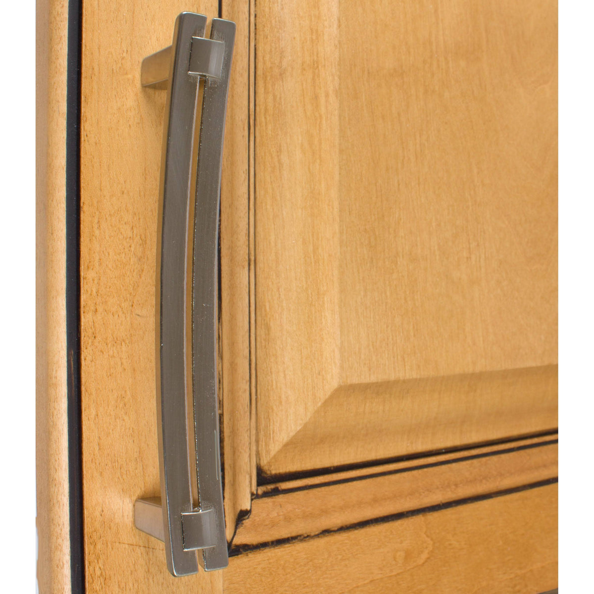 5-Inch Curved Double Bar Satin Nickel Cabinet Pulls W519661