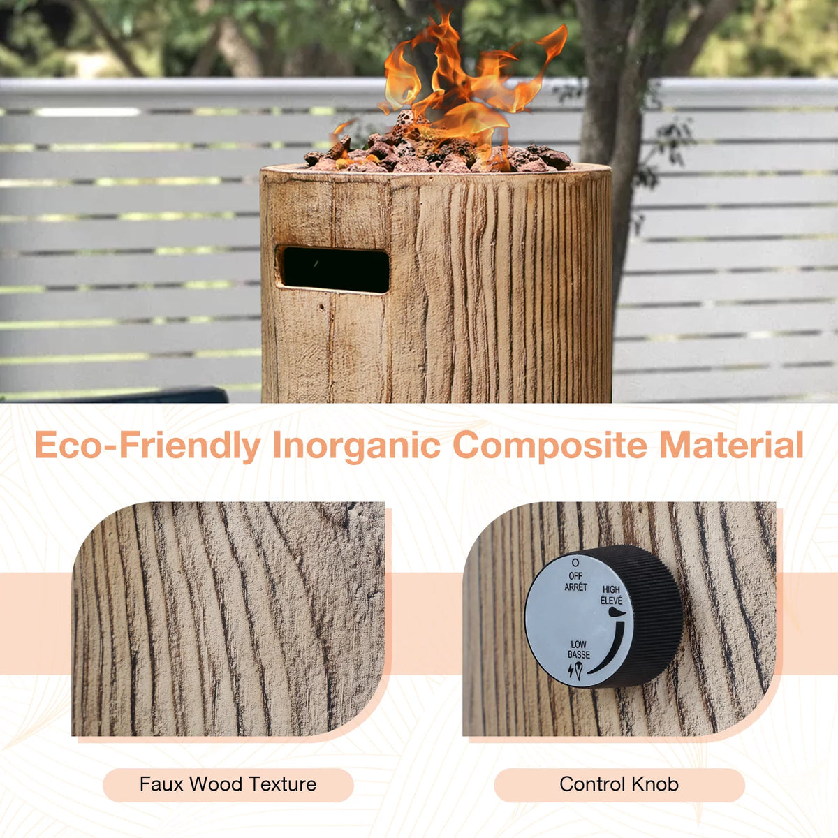 Tabletop Propane Fire Pit 10inch Portable Concrete Gas Fire Bowl Q478370