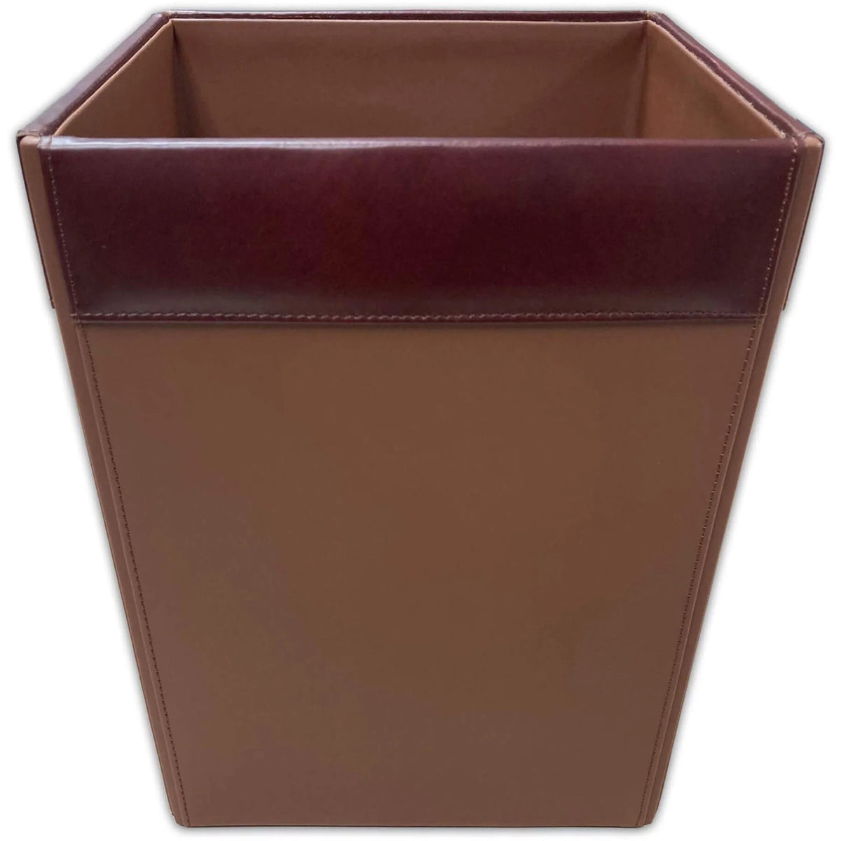 Mocha Leather Square Waste Basket M732680