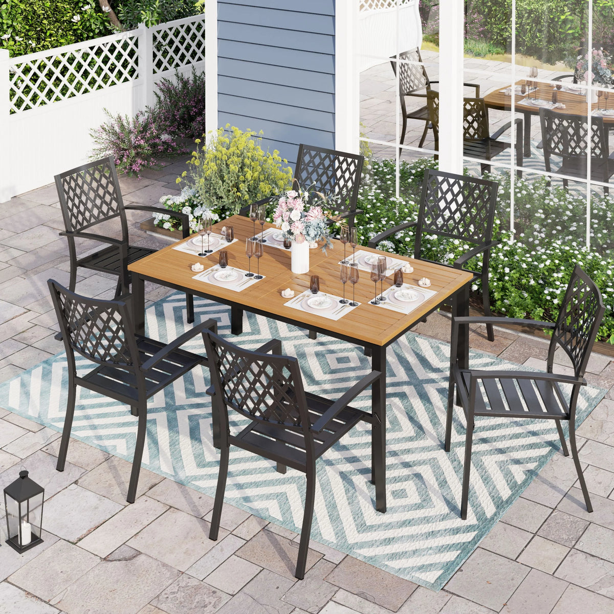 7-Piece Outdoor Patio Dining Set Metal Chairs and Table Set S55935