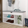 White Shoe Bench with Drawers I27467