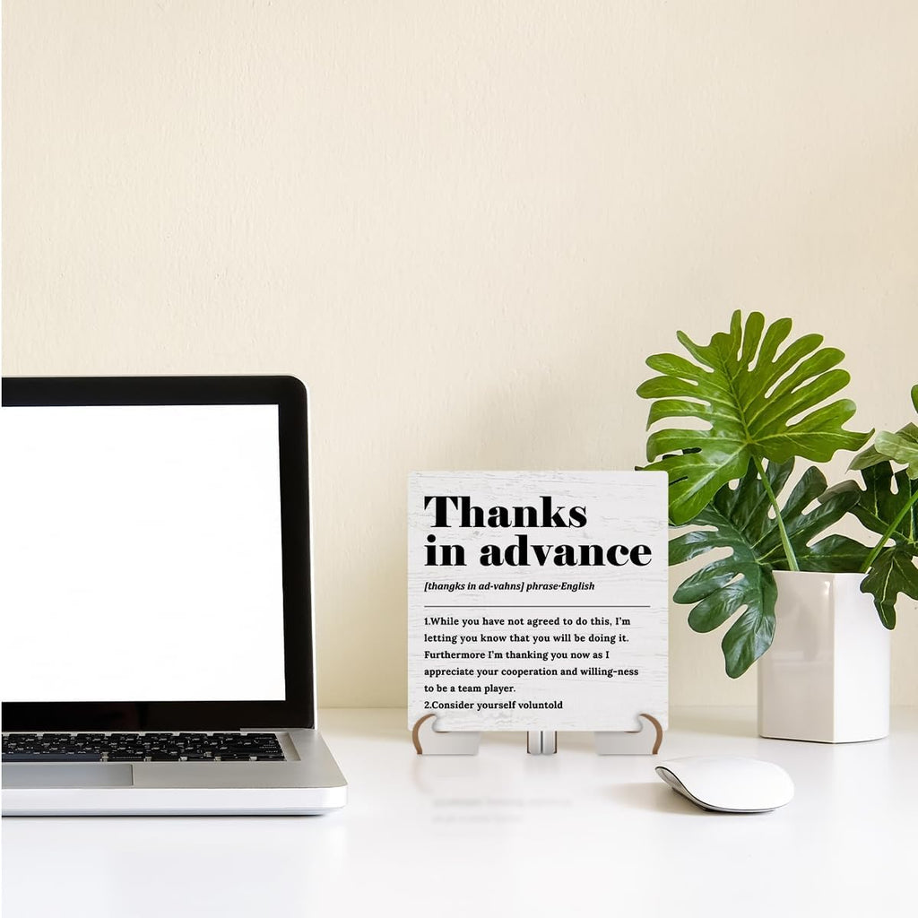 Wood Sign Desk Decor with Wooden Stand V62290