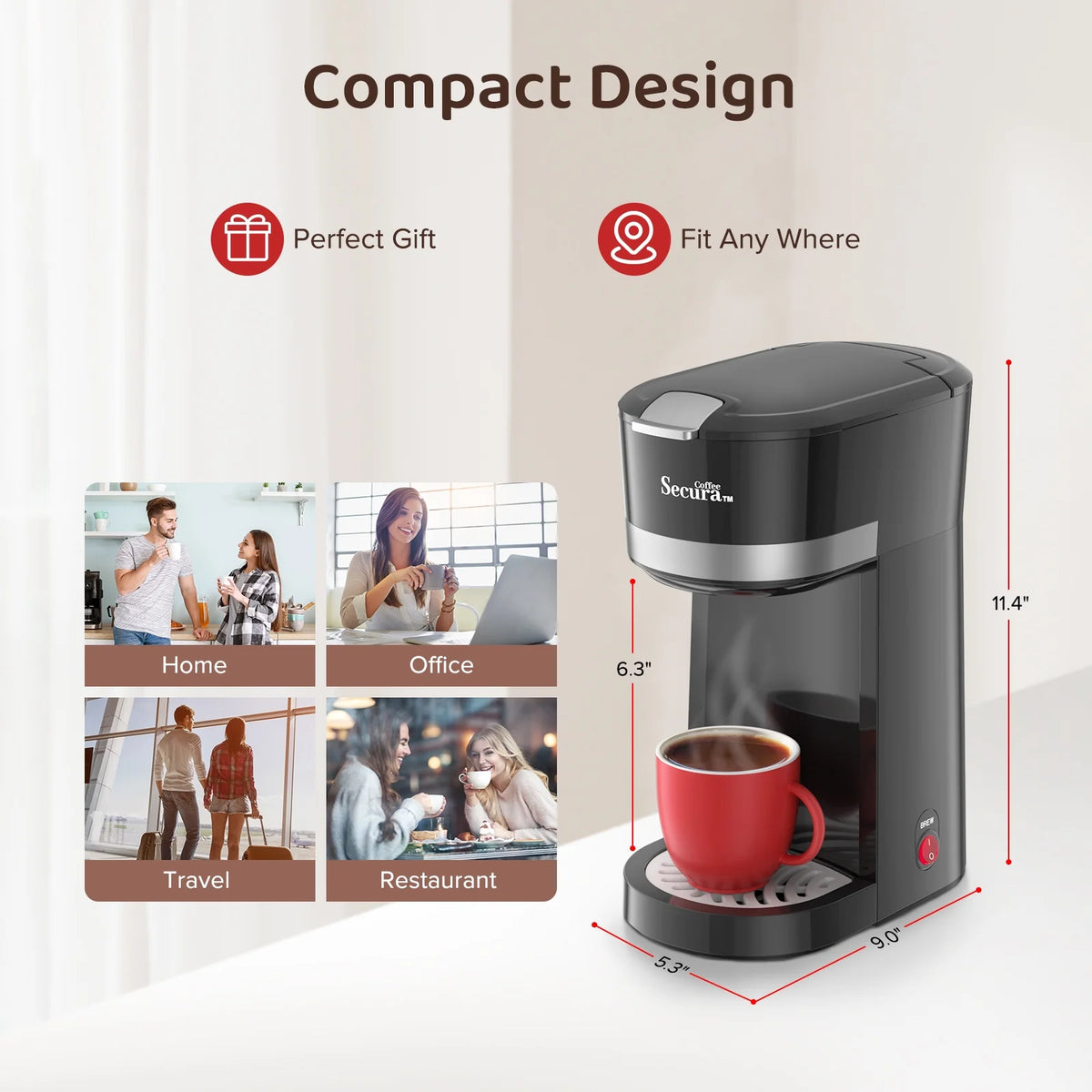 Single Serve Coffee Maker 12 Oz. Stainless Steel X534