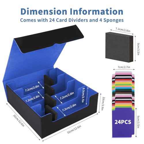 Trading Card Storage Box 4Rows, 3200+ Cards, with 24 Dividers & 4 Foam Stoppers C7690