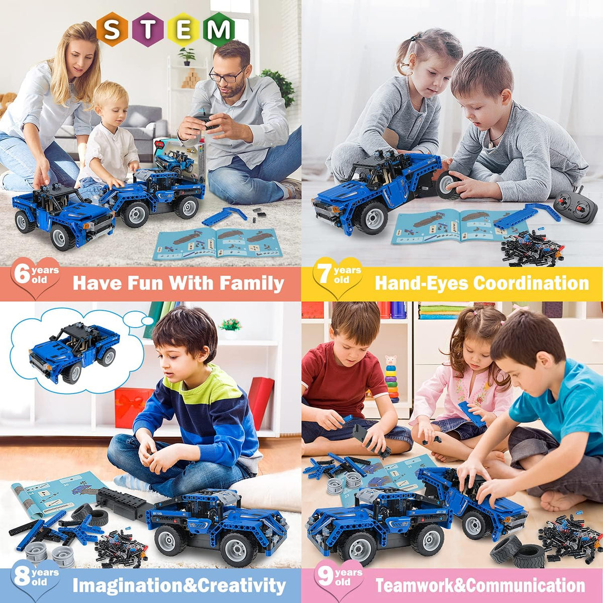STEM Building Toys 2-in-1 Remote Control Car Building Kits C23632