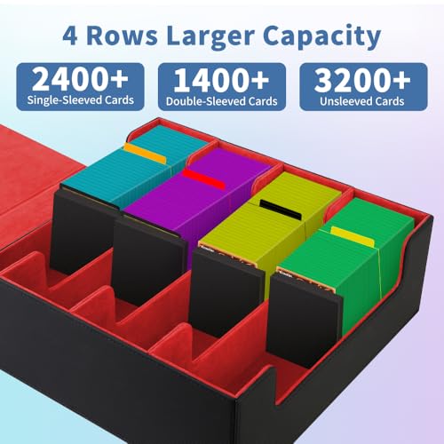 Trading Card Storage Box 4Rows, 3200+ Cards, with 24 Dividers & 4 Foam Stoppers C7690