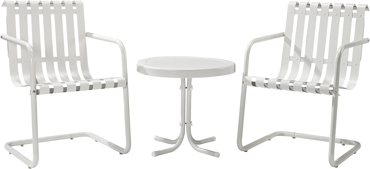 3-Piece Retro Metal Outdoor Conversation Set with Side Table and 2 Chairs X262