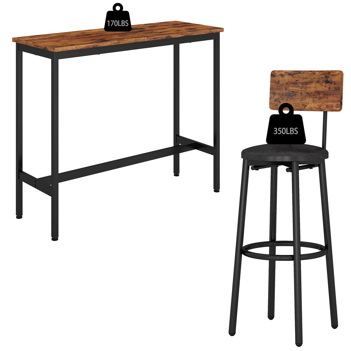 Rustic Brown 3 Pieces Bar Table Set with 2 Stools G16704