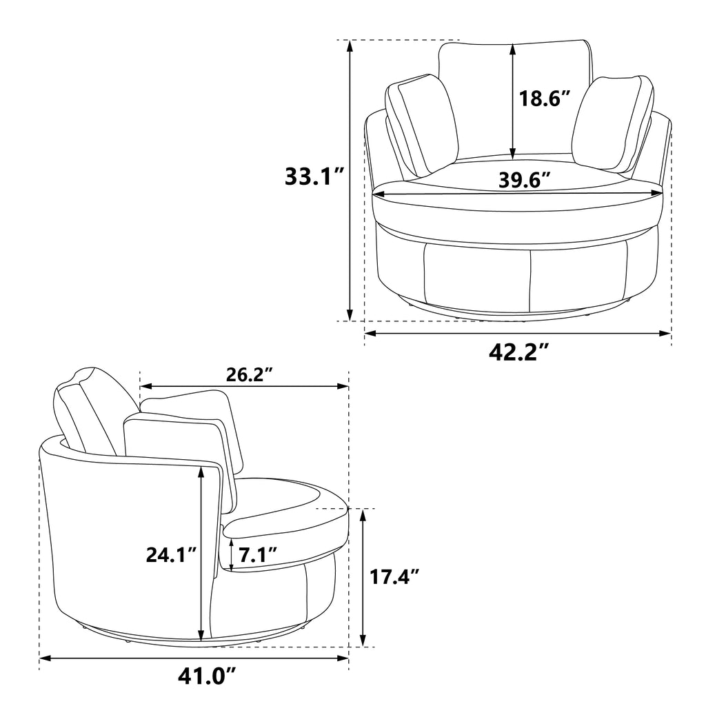 Ivory Boucle Oversized Swivel Accent Barrel Chair R126269
