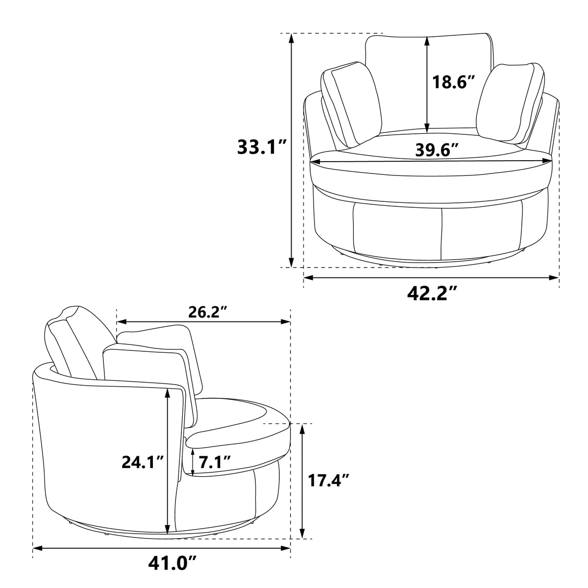 Ivory Boucle Oversized Swivel Accent Barrel Chair R126269