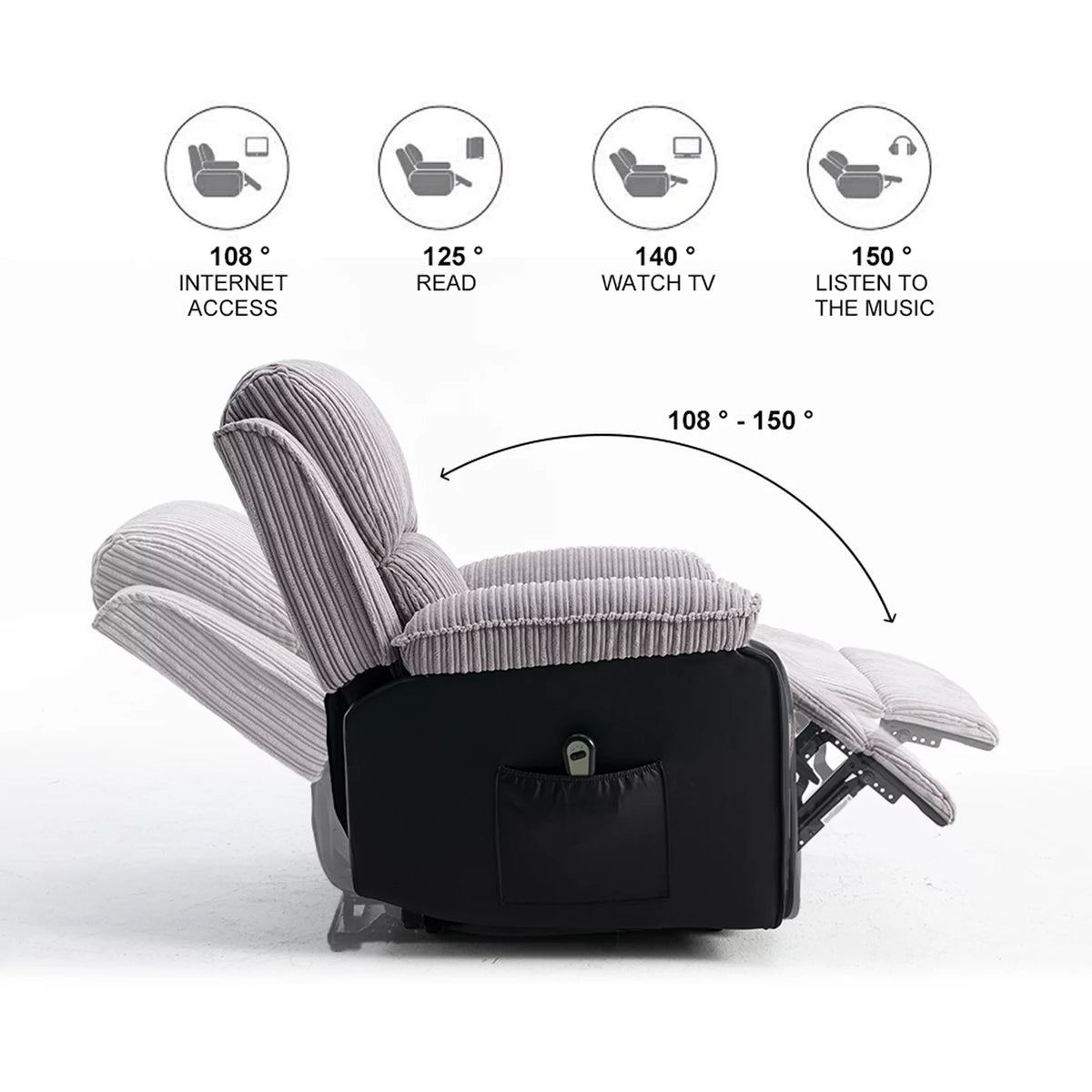Electric Lift Recliner with Heat and Massage, Heavy Lounge Chair with Padded Arms and USB Q86222