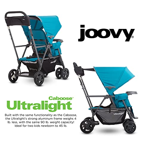 Black Double Stroller with Rear Bench and Standing Platform P417