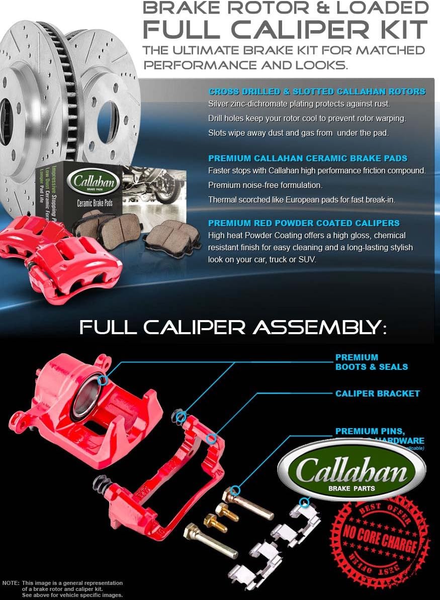 Front 2 Calipers 2 Drilled Slotted Rotors 4 Ceramic Pads Kit O761296