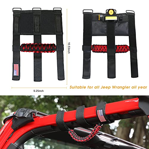 Black 2 Pack Roll Bar Grab Handles with Light for Jeep Wrangler T218586