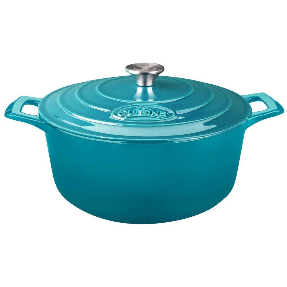 Round Blue Cast Iron Casserole B436548