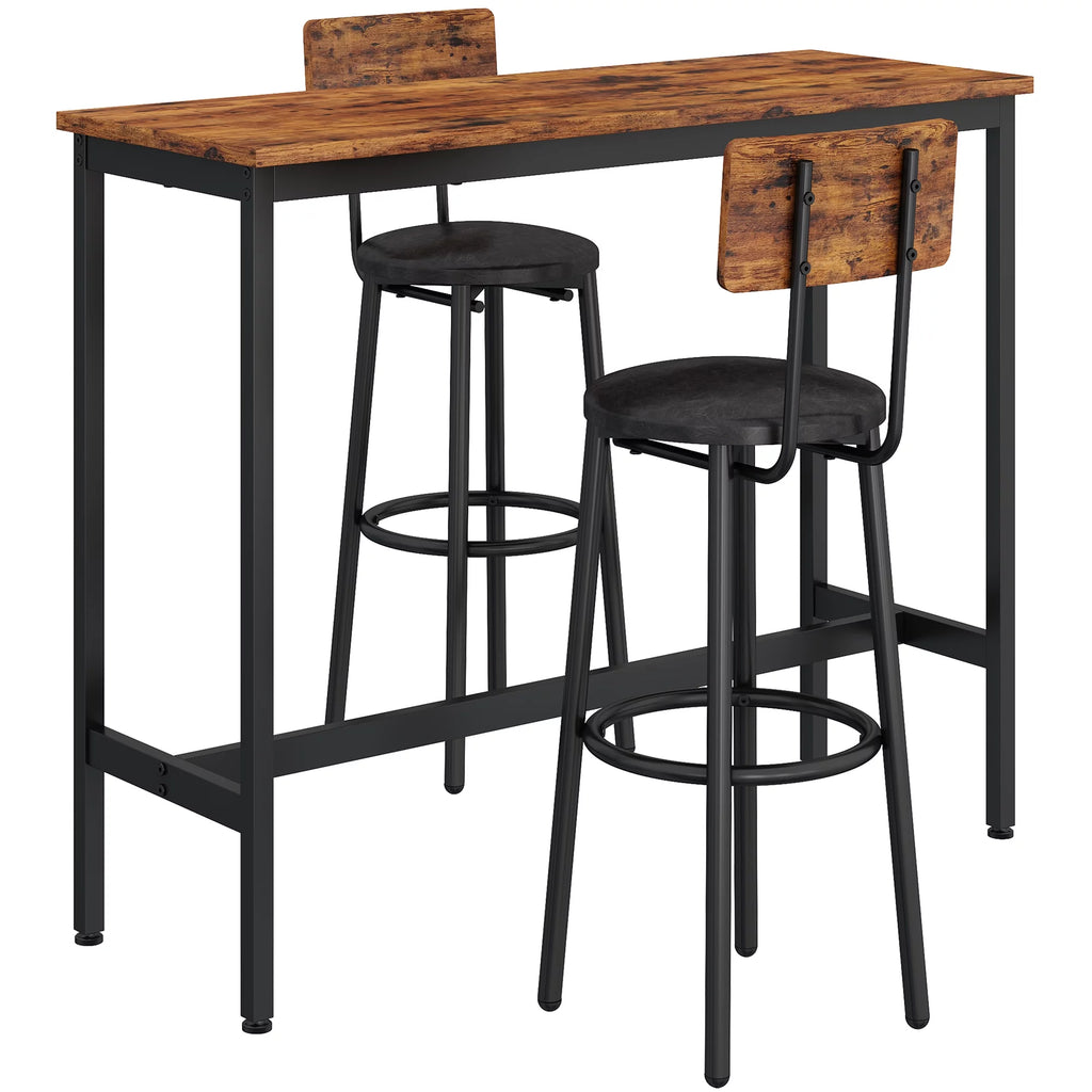 Rustic Brown 3 Pieces Bar Table Set with 2 Stools G16704