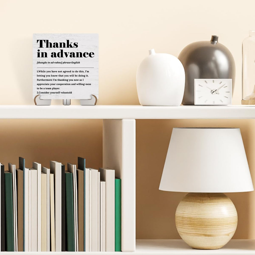 Wood Sign Desk Decor with Wooden Stand V62290