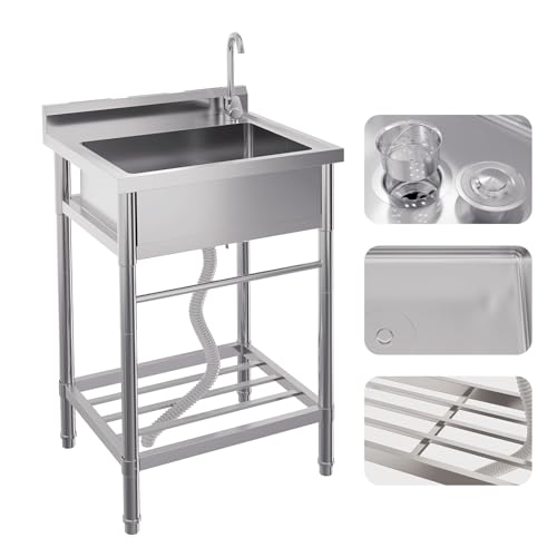 Stainless Steel Free-Standing Utility Sink, Single Bowl, 24x20x41 in R236923