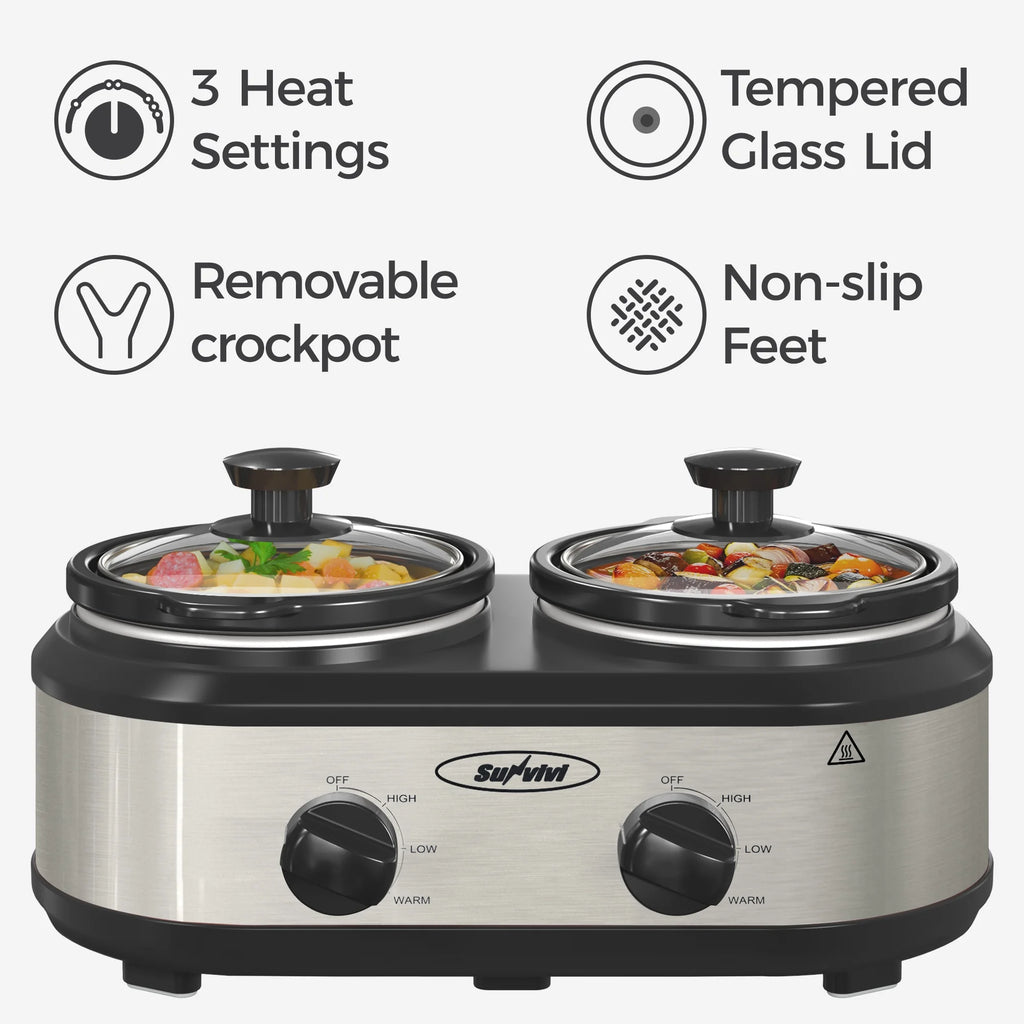 Dual Pot Slow Cooker with Ceramic Pot R98955