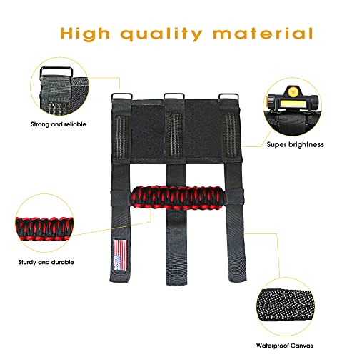 Black 2 Pack Roll Bar Grab Handles with Light for Jeep Wrangler T218586