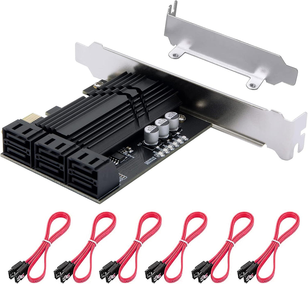 PCIe x1 6 Port SATA 3.0 Expansion Card with 6 SATA Cables I639