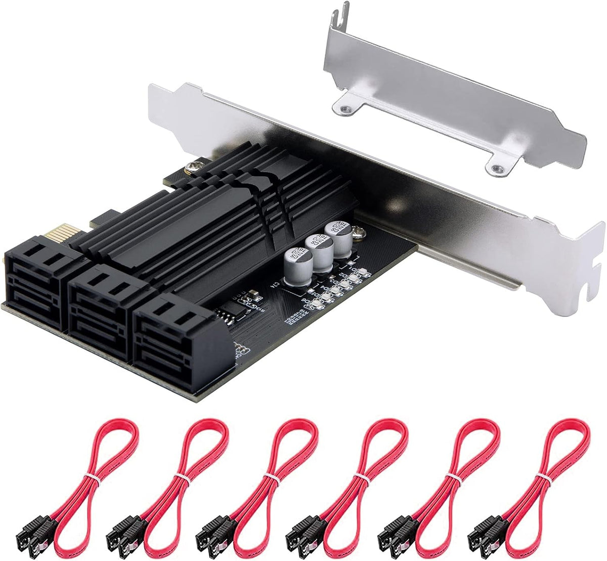 PCIe x1 6 Port SATA 3.0 Expansion Card with 6 SATA Cables I639