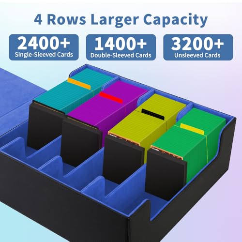 Trading Card Storage Box 4Rows, 3200+ Cards, with 24 Dividers & 4 Foam Stoppers C7690