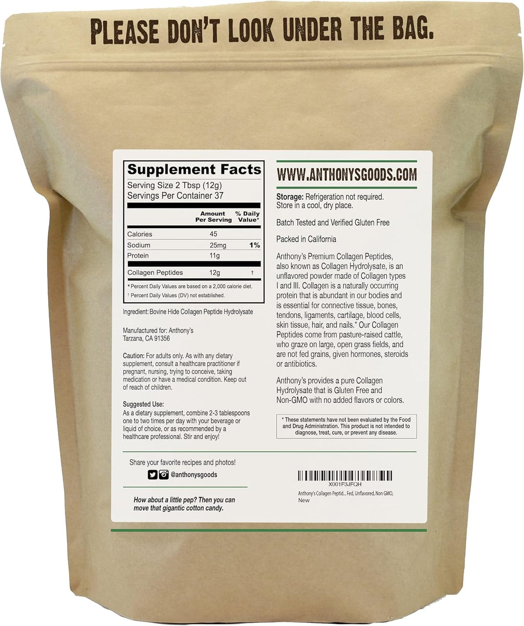 Collagen Peptide Powder, 1 lb, Unflavored J814456