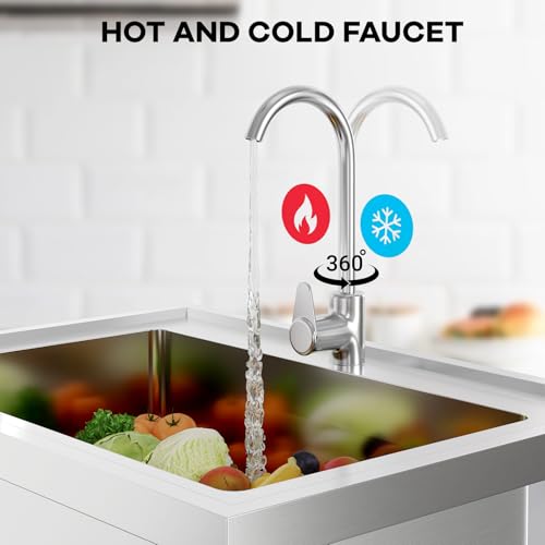 Stainless Steel Free-Standing Utility Sink, Single Bowl, 24x20x41 in R236923