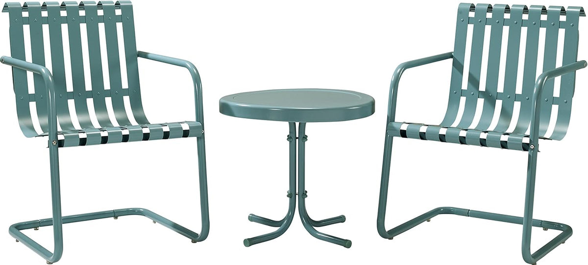 3-Piece Retro Metal Outdoor Conversation Set with Side Table and 2 Chairs X262