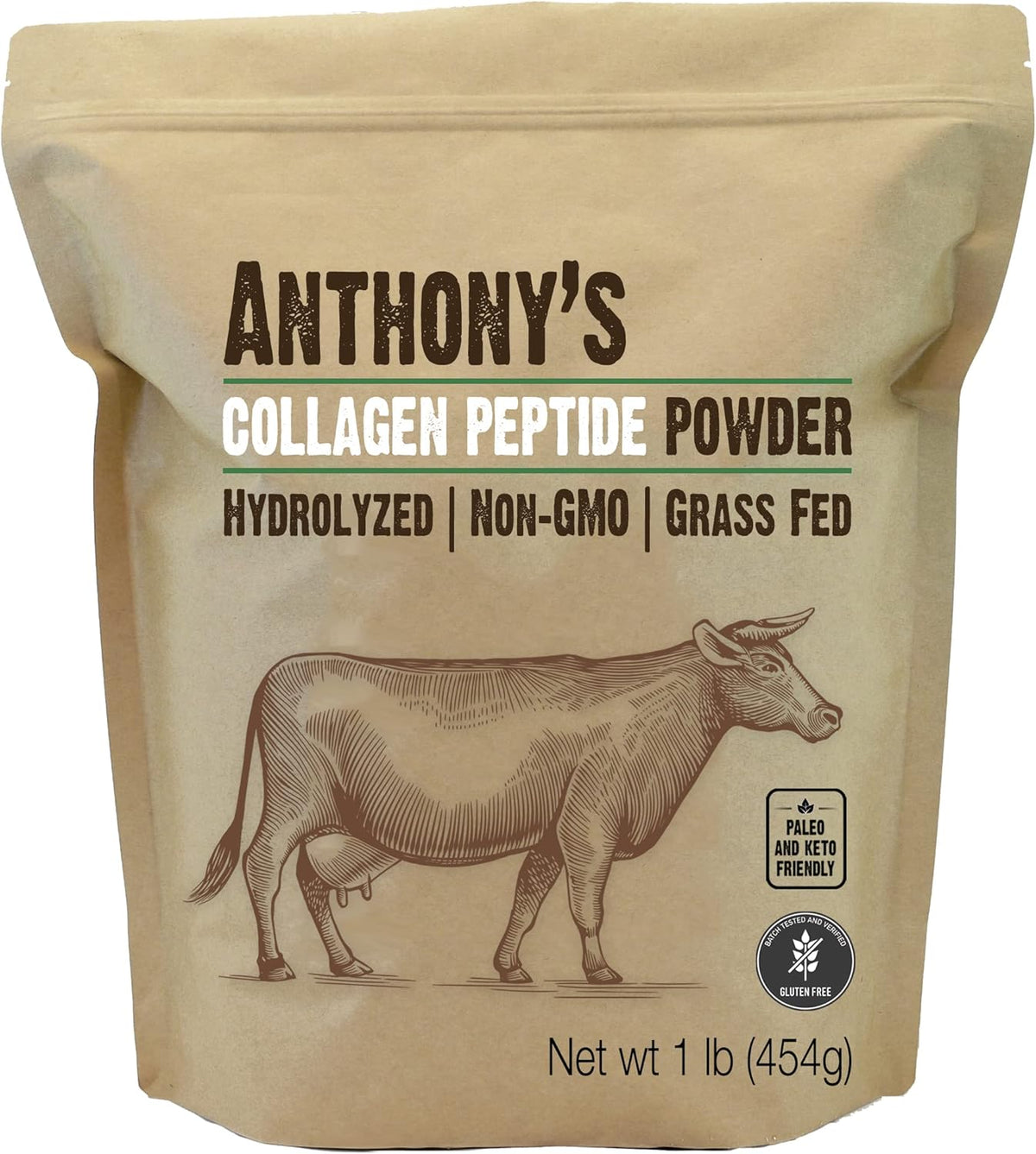Collagen Peptide Powder, 1 lb, Unflavored J814456
