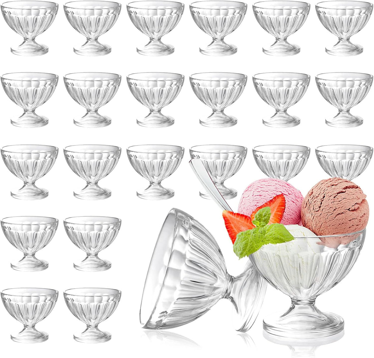 24 Pcs 8 oz Clear Plastic Dessert Bowls L82830