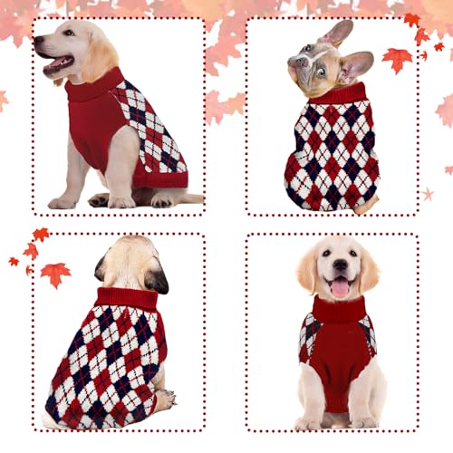 Red Argyle Knit Dog Sweater G4710