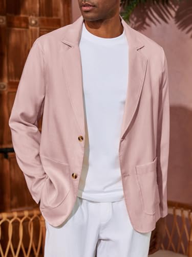 Mens Casual Linen Blazer Suit Jacket Two Button Slim Fit Lightweight Sport Coats F464105