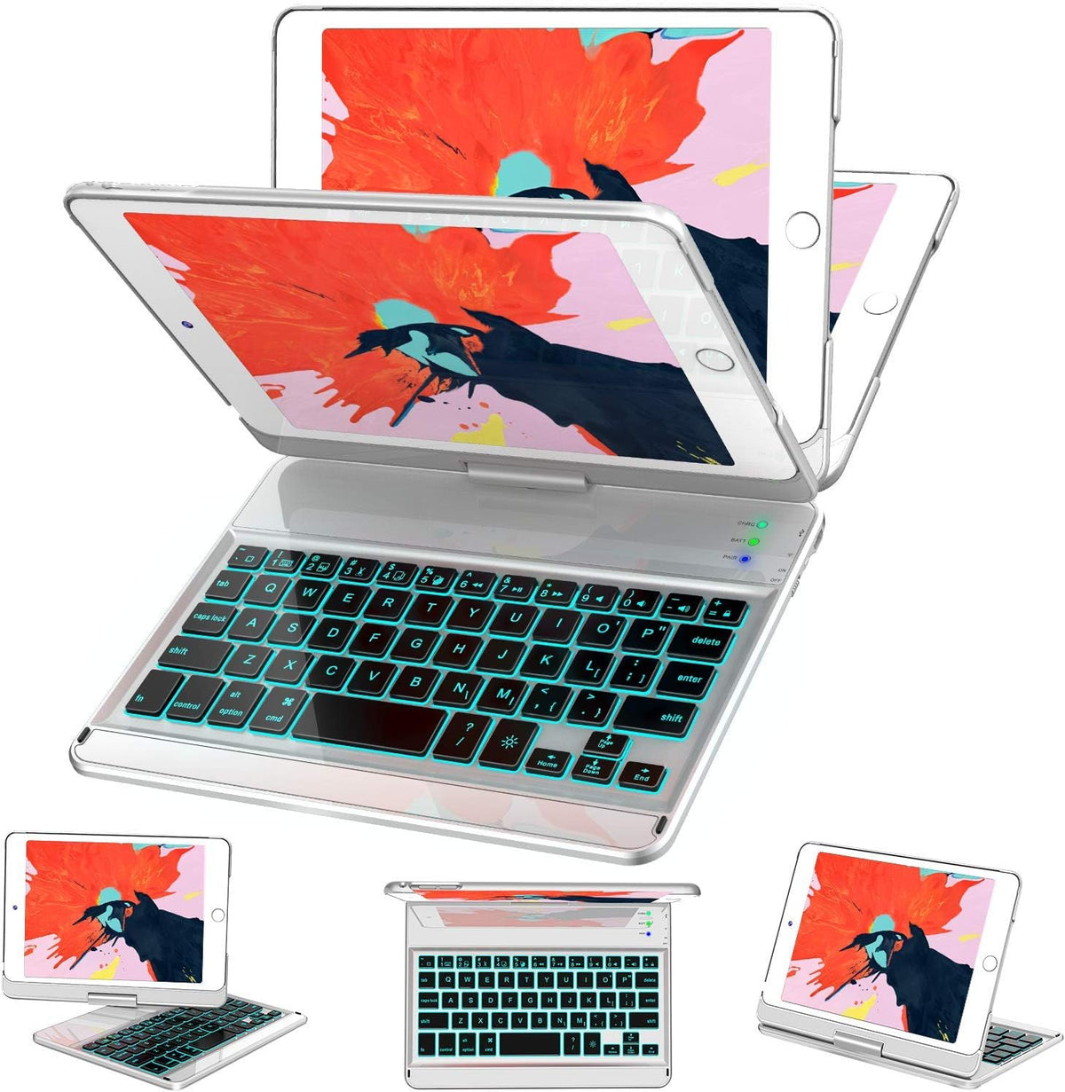 Black 360° Rotatable Backlit Keyboard Case for iPad Mini 5 / Mini 4 Q2237