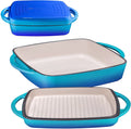 2 in 1 Enameled Square Cast Iron Baking Pan With Grill U425