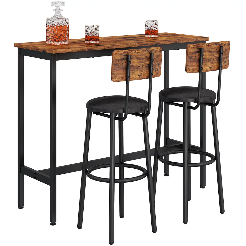 Rustic Brown 3 Pieces Bar Table Set with 2 Stools G16704