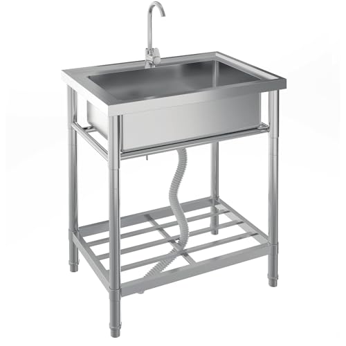 Stainless Steel Free-Standing Utility Sink, Single Bowl, 24x20x41 in R236923