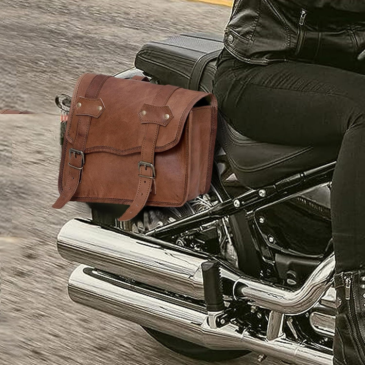 Leather Motorcycle Saddlebags (Set of 2) Y129