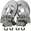 Front 2 Calipers 2 Drilled Slotted Rotors 4 Ceramic Pads Kit O761296