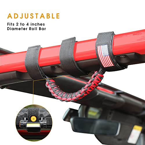 Black 2 Pack Roll Bar Grab Handles with Light for Jeep Wrangler T218586