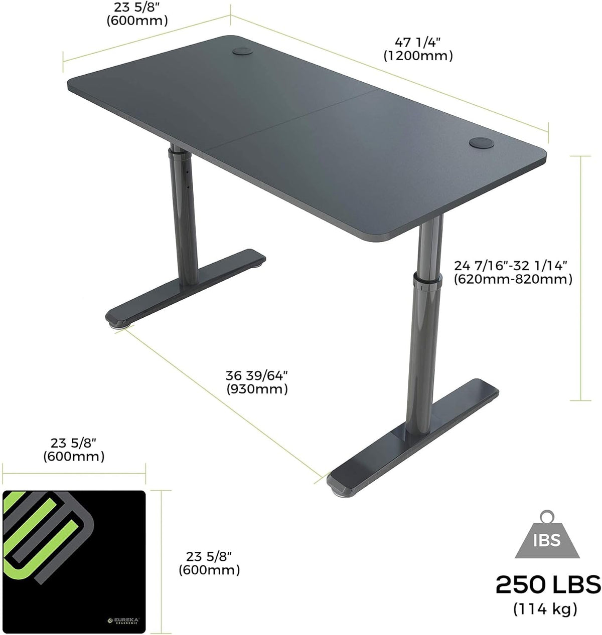 47 Inch Black Adjustable Computer Desk I234723