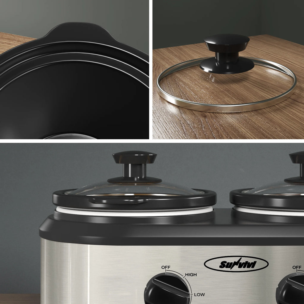 Dual Pot Slow Cooker with Ceramic Pot R98955