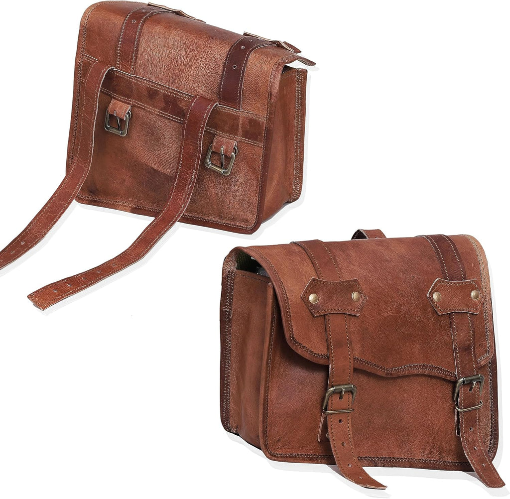 Leather Motorcycle Saddlebags (Set of 2) Y129