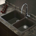 Cafe Latte Granite Double Offset Drop-In Kitchen Sink B5308
