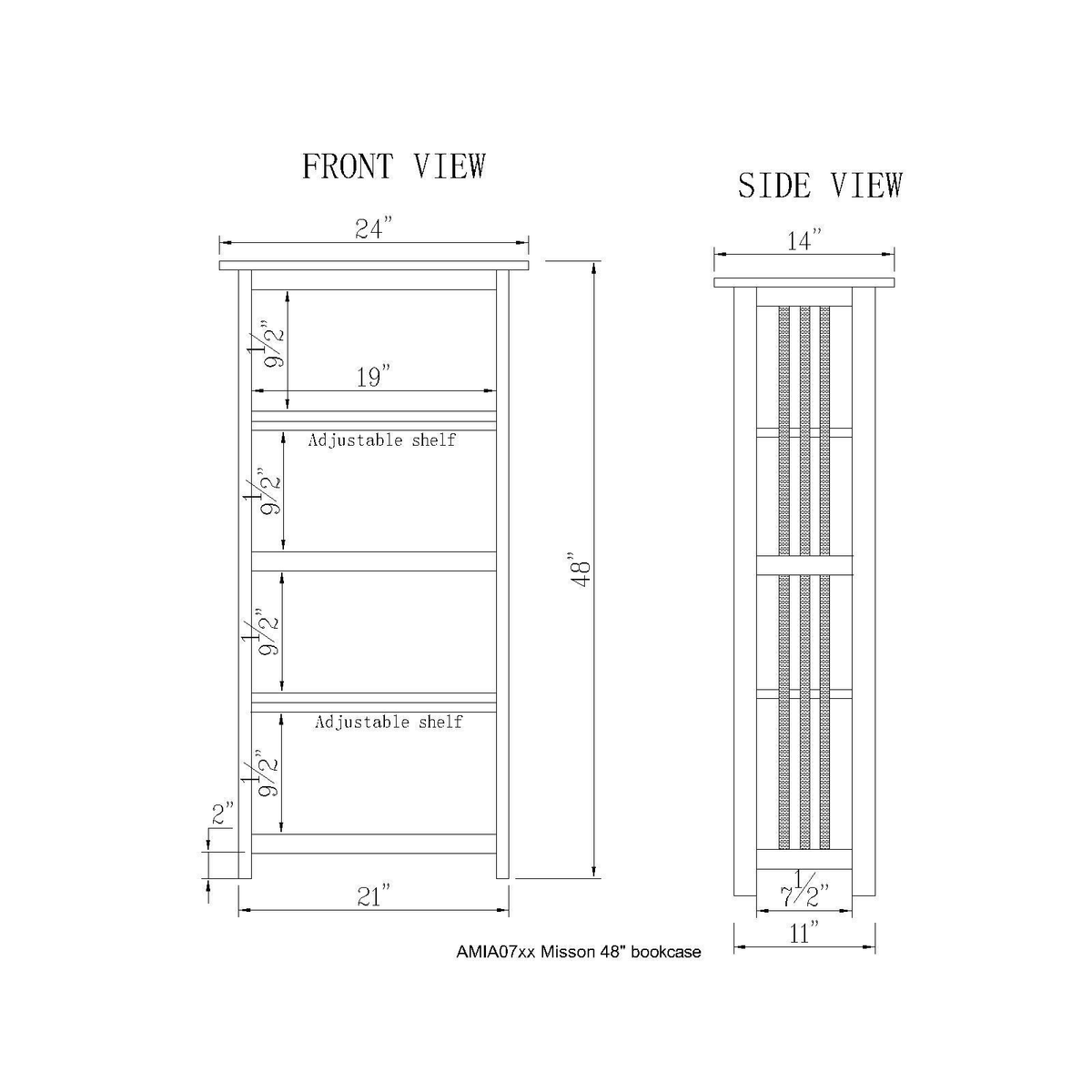 Cherry Wood 48-Inch Bookcase with 4 Shelves S40901