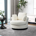 Ivory Boucle Oversized Swivel Accent Barrel Chair R126269